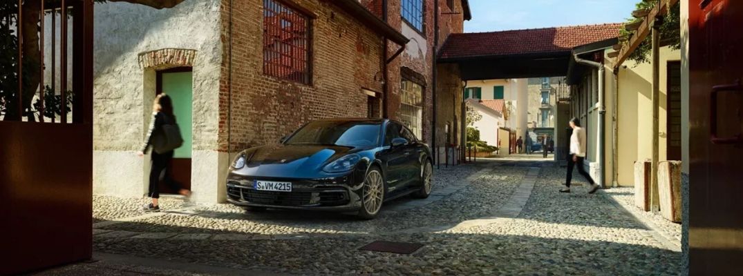 Exterior view of a black 2020 Porsche Panamera