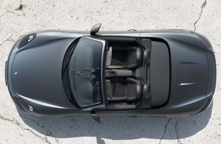 Aerial view of the 2025 Porsche 718 Boxster Cabriolet Gray